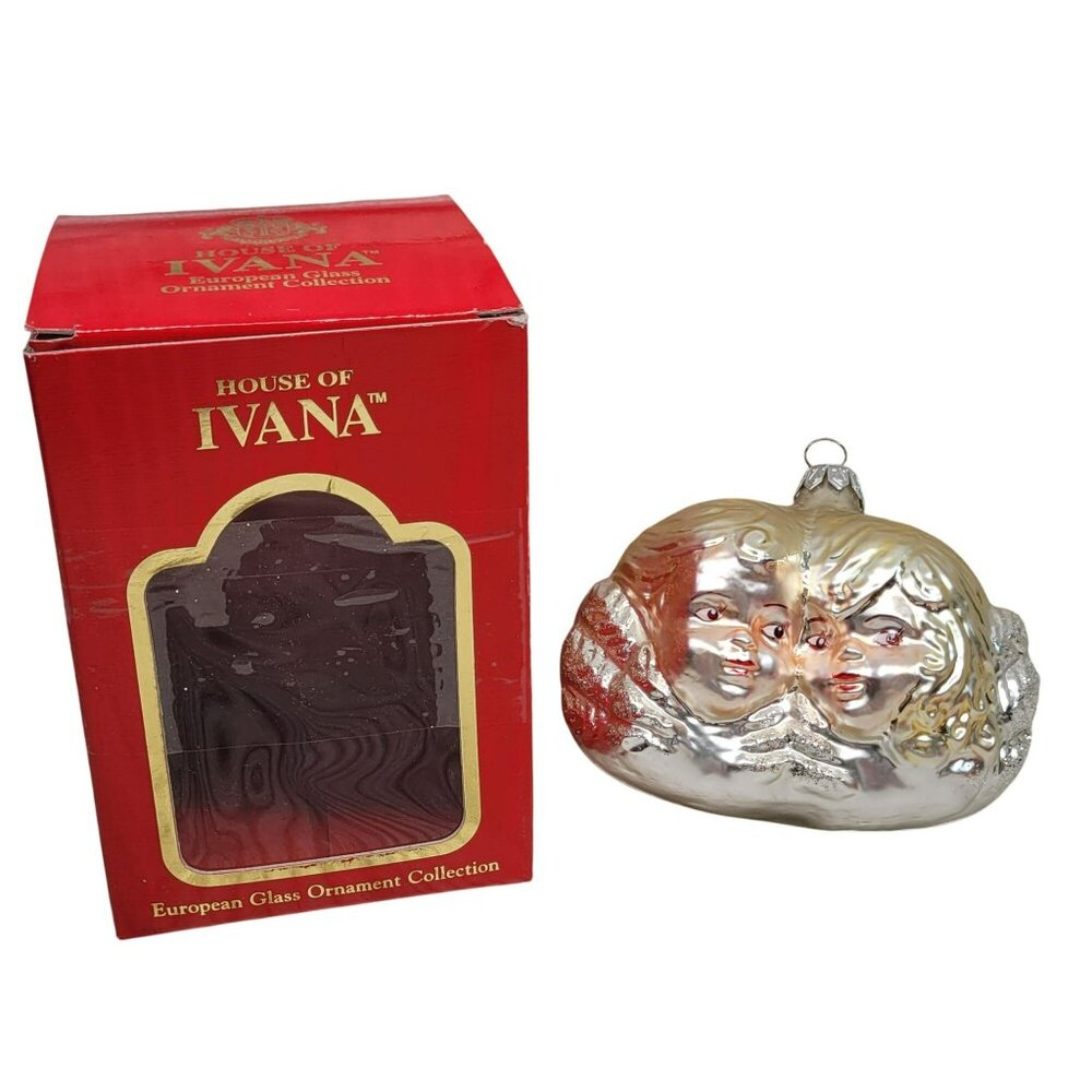 House Of Ivana Trump European Glass Christmas Ornament Collection Cherub‎ Faces